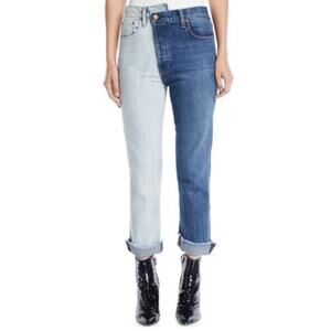 Alice + Olivia Jeans Boyfriend Jeans Two
Tone Blue 24 asymmetrical